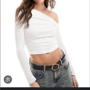 Stradivarius Elegant White One-Shoulder Top